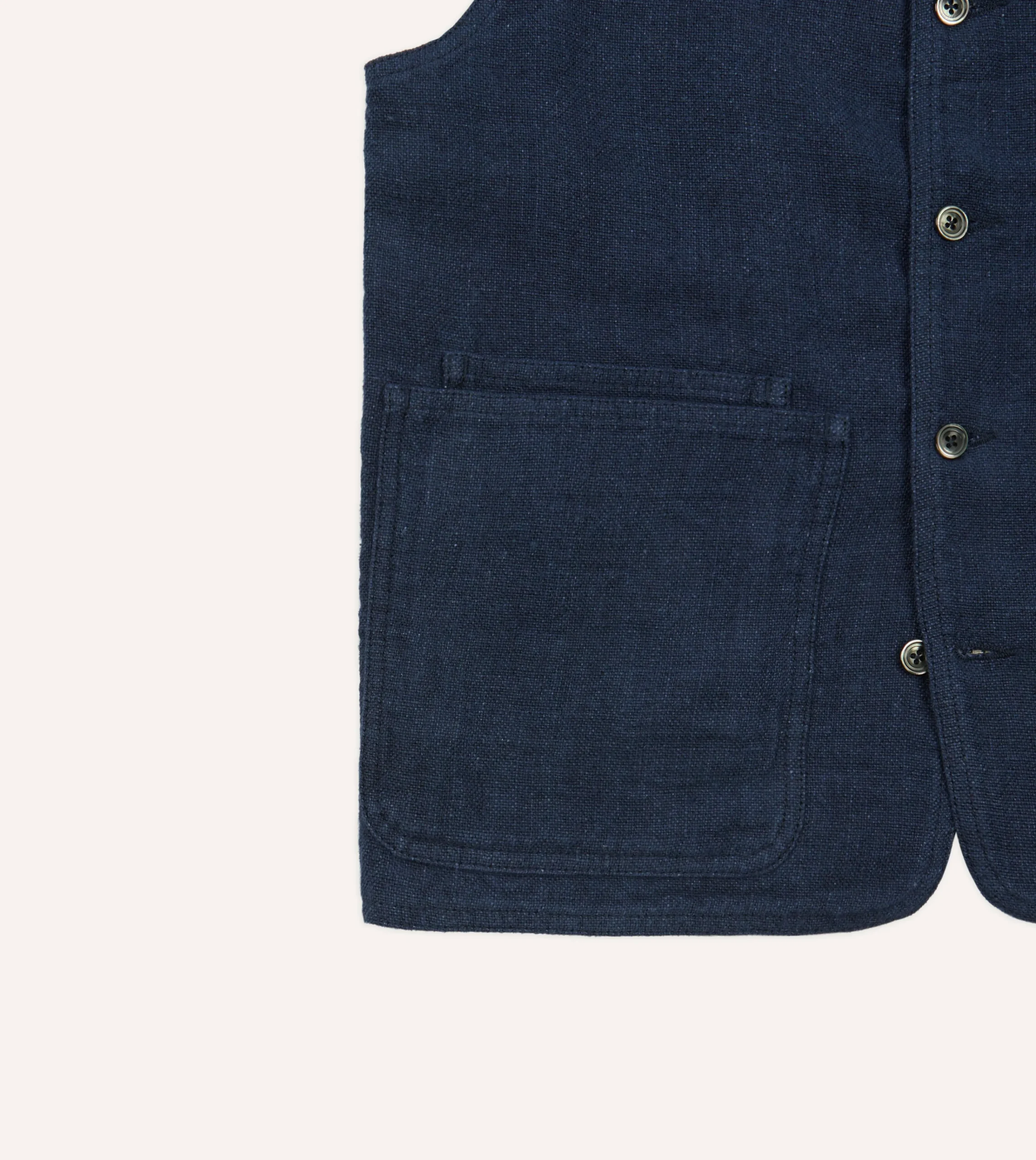 Drake’s Navy Linen Utility Vest
