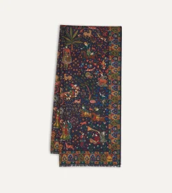 Drake’s Mughal Hunter Print Wool-Silk Scarf