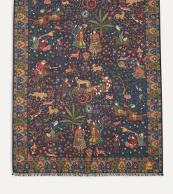 Drake’s Mughal Hunter Print Wool-Silk Scarf