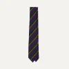 Drake’s Navy Multicoloured Stripe Repp Wool Cotton Hand-Rolled Tie