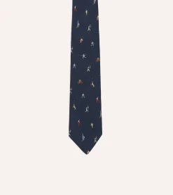 Drake’s Navy Olympic Games Motif Silk Tipped Tie