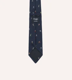 Drake’s Navy Olympic Games Motif Silk Tipped Tie
