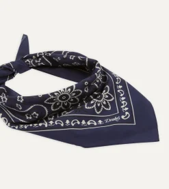 Drake’s Paisley Print Cotton Bandana