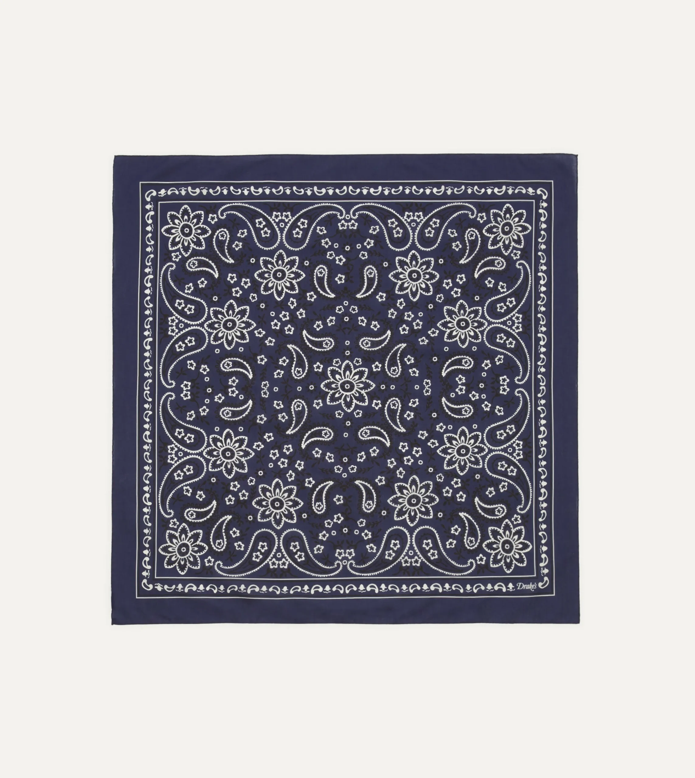Drake’s Paisley Print Cotton Bandana