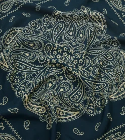 Drake’s Navy Paisley Print Wool-Silk Bandana