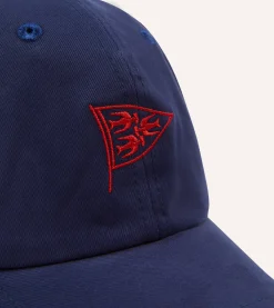 Drake’s Navy Pigeon Flag Emblem Cotton Twill Baseball Cap
