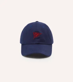 Drake’s Navy Pigeon Flag Emblem Cotton Twill Baseball Cap