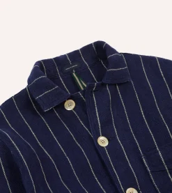 Drake’s Navy Pinstripe Heavy Linen Five-Pocket Chore Jacket
