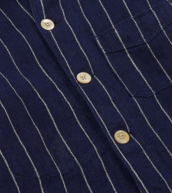 Drake’s Navy Pinstripe Heavy Linen Five-Pocket Chore Jacket