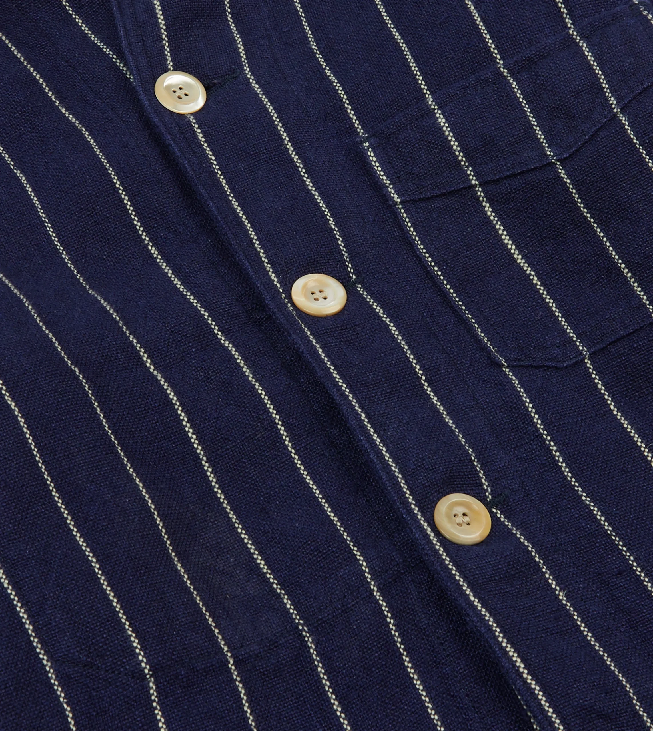 Drake’s Navy Pinstripe Heavy Linen Five-Pocket Chore Jacket