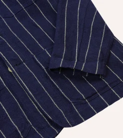 Drake’s Navy Pinstripe Heavy Linen Five-Pocket Chore Jacket