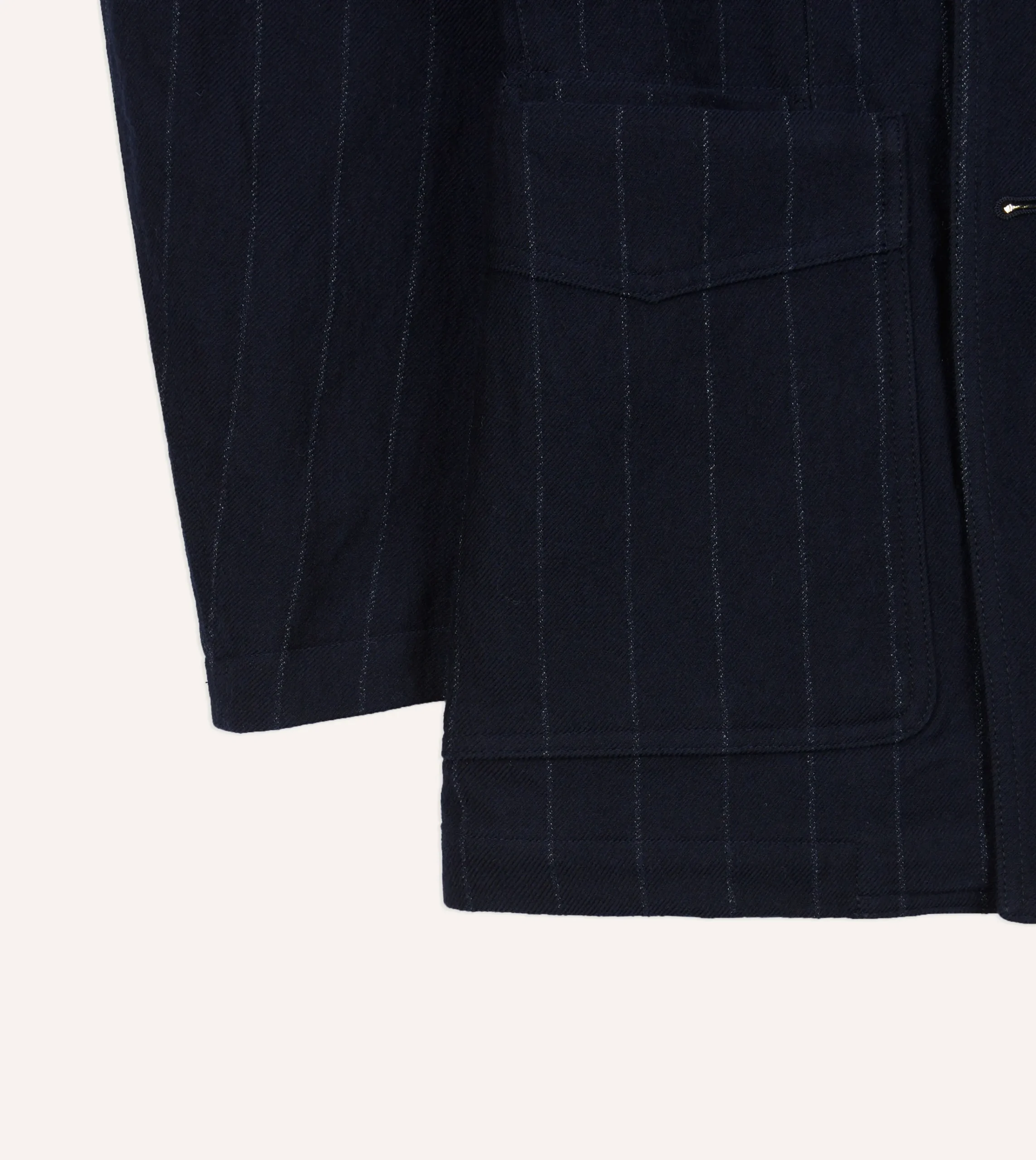 Drake’s Navy Pin Stripe Wool-Cotton Games Blazer Mk. III