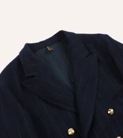 Drake’s Navy Pin Stripe Wool-Cotton Games Blazer Mk. III
