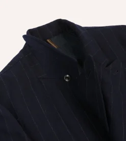 Drake’s Navy Pin Stripe Wool-Cotton Games Blazer Mk. III