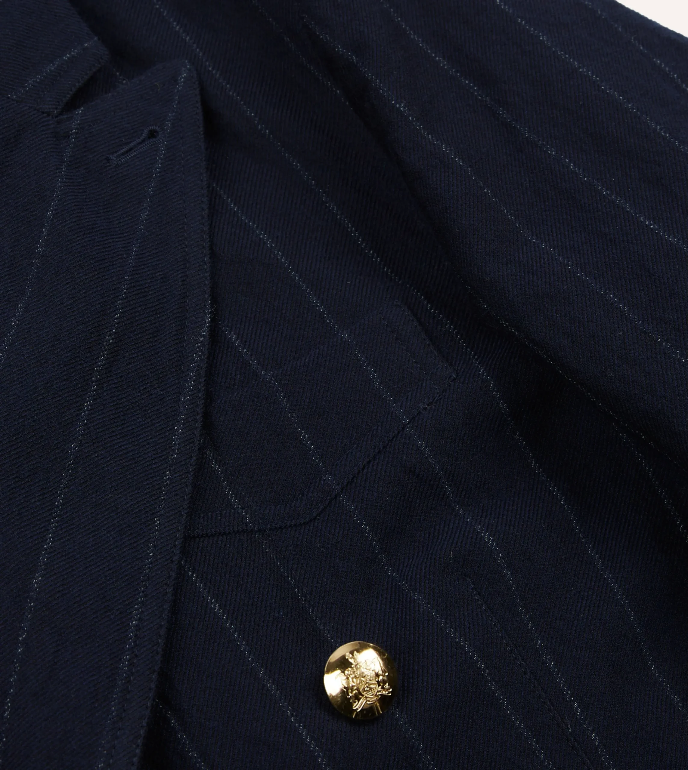 Drake’s Navy Pin Stripe Wool-Cotton Games Blazer Mk. III