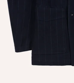 Drake’s Navy Pin Stripe Wool-Cotton Games Blazer Mk. III