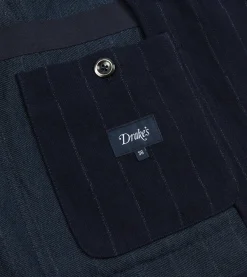 Drake’s Navy Pin Stripe Wool-Cotton Games Blazer Mk. III
