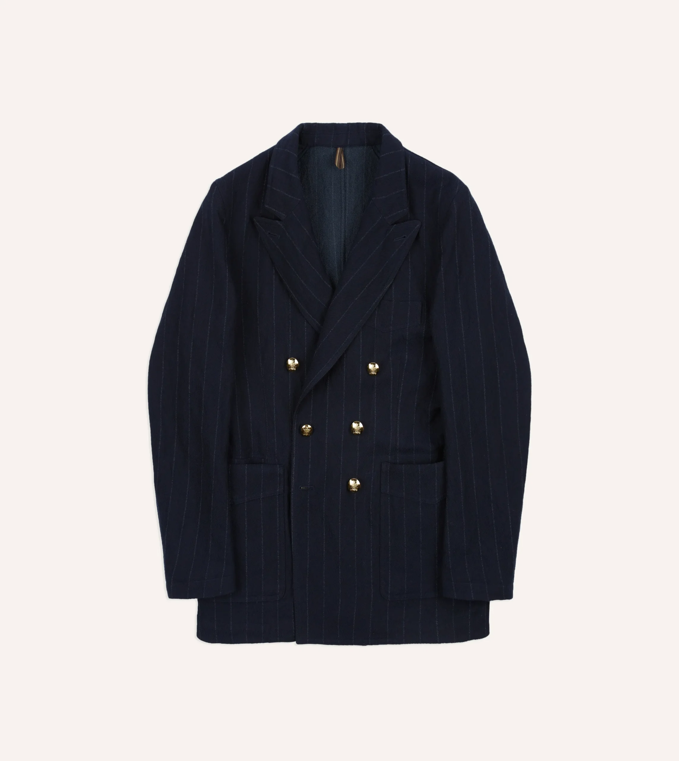 Drake’s Navy Pin Stripe Wool-Cotton Games Blazer Mk. III