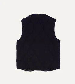 Drake’s Navy Quilted Melton Wool Zip Vest