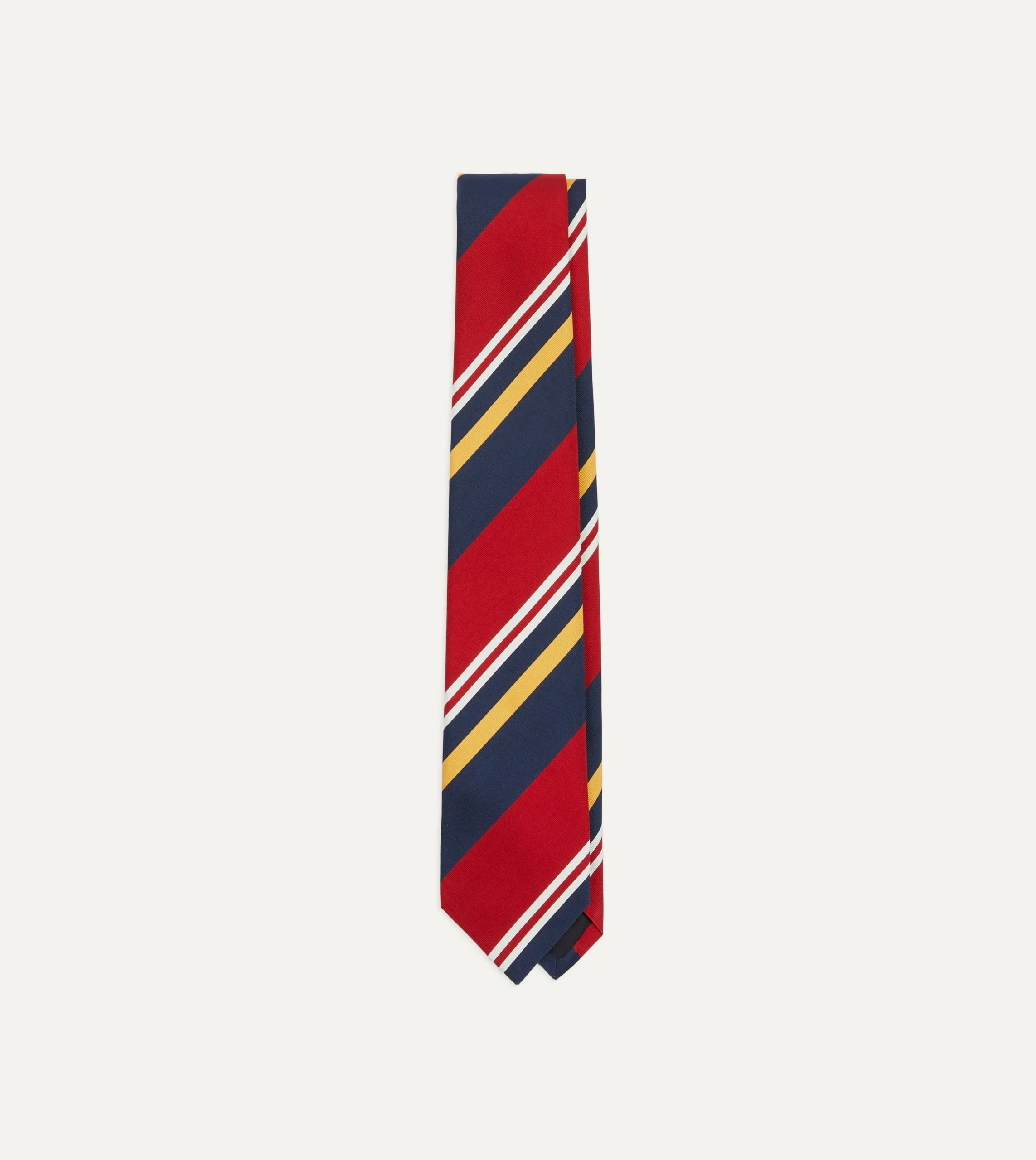 Drake’s Navy, Red And Yellow Baiadera Stripe Mogador Tipped Tie