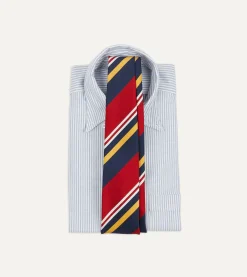 Drake’s Navy, Red And Yellow Baiadera Stripe Mogador Tipped Tie