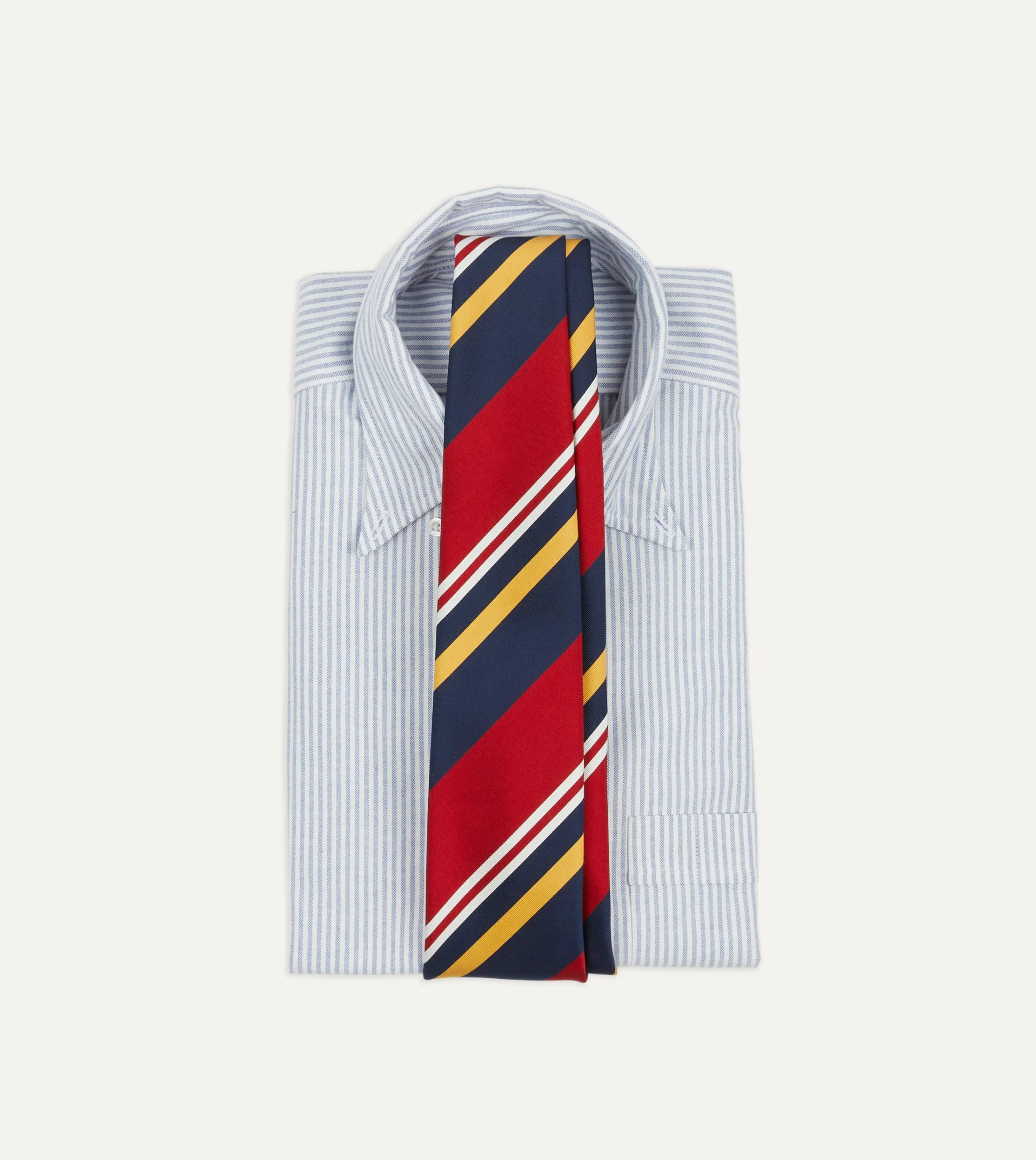 Drake’s Navy, Red And Yellow Baiadera Stripe Mogador Tipped Tie