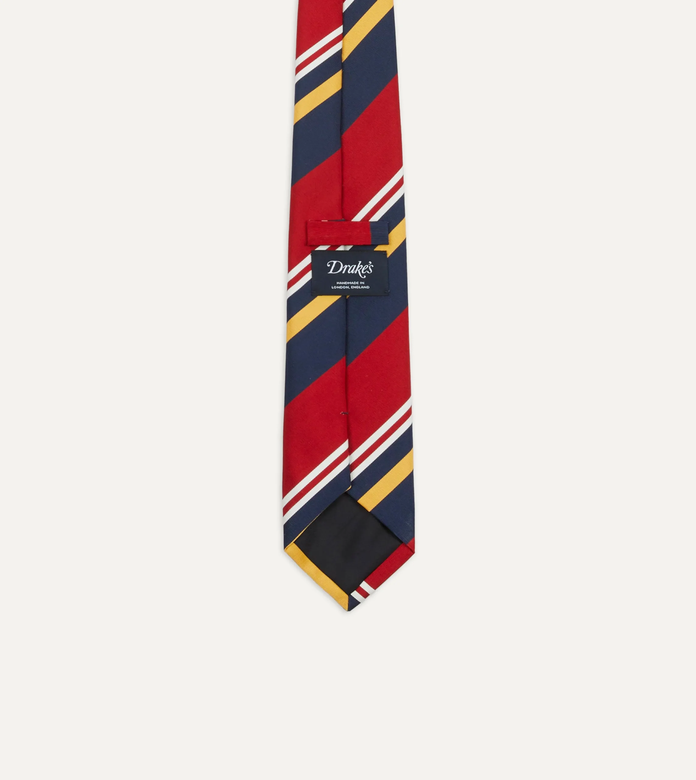 Drake’s Navy, Red And Yellow Baiadera Stripe Mogador Tipped Tie