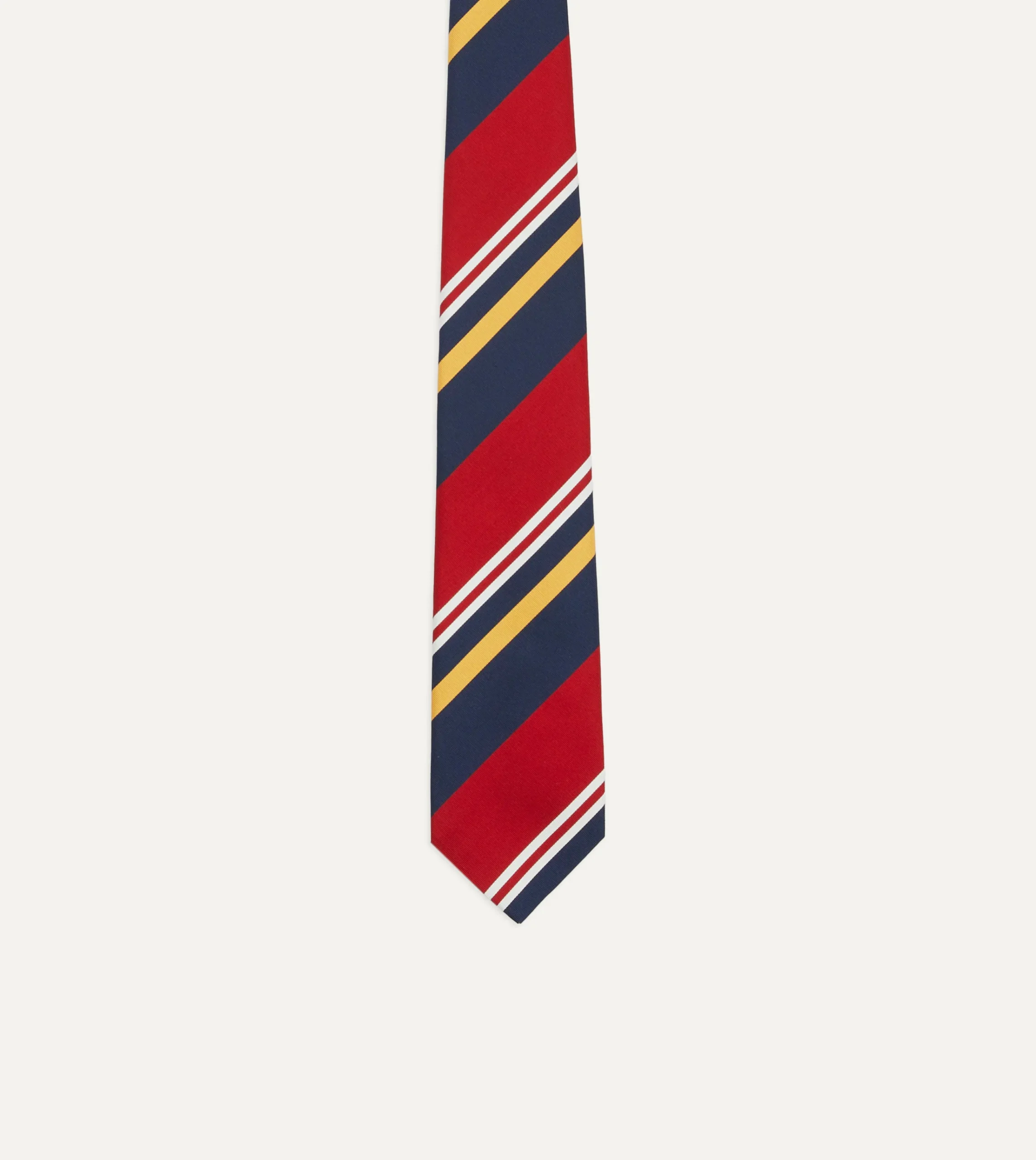Drake’s Navy, Red And Yellow Baiadera Stripe Mogador Tipped Tie