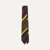 Drake’s Navy, Red, Green And Yellow Stripe Silk Hand Rolled Tie