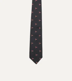 Drake’s Navy Red Pennant Motif Silk Tipped Tie