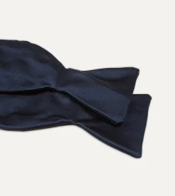 Drake’s Navy Self-Tie Satin Butterfly Bow Tie