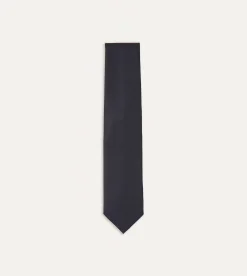 Drake’s Navy Silk Twill Tipped Tie