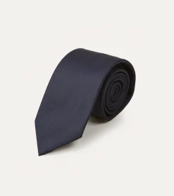 Drake’s Navy Silk Twill Tipped Tie