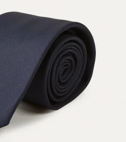 Drake’s Navy Silk Twill Tipped Tie