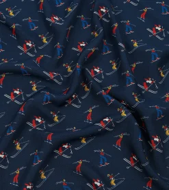 Drake’s Navy Skier Print Wool-Silk Bandana