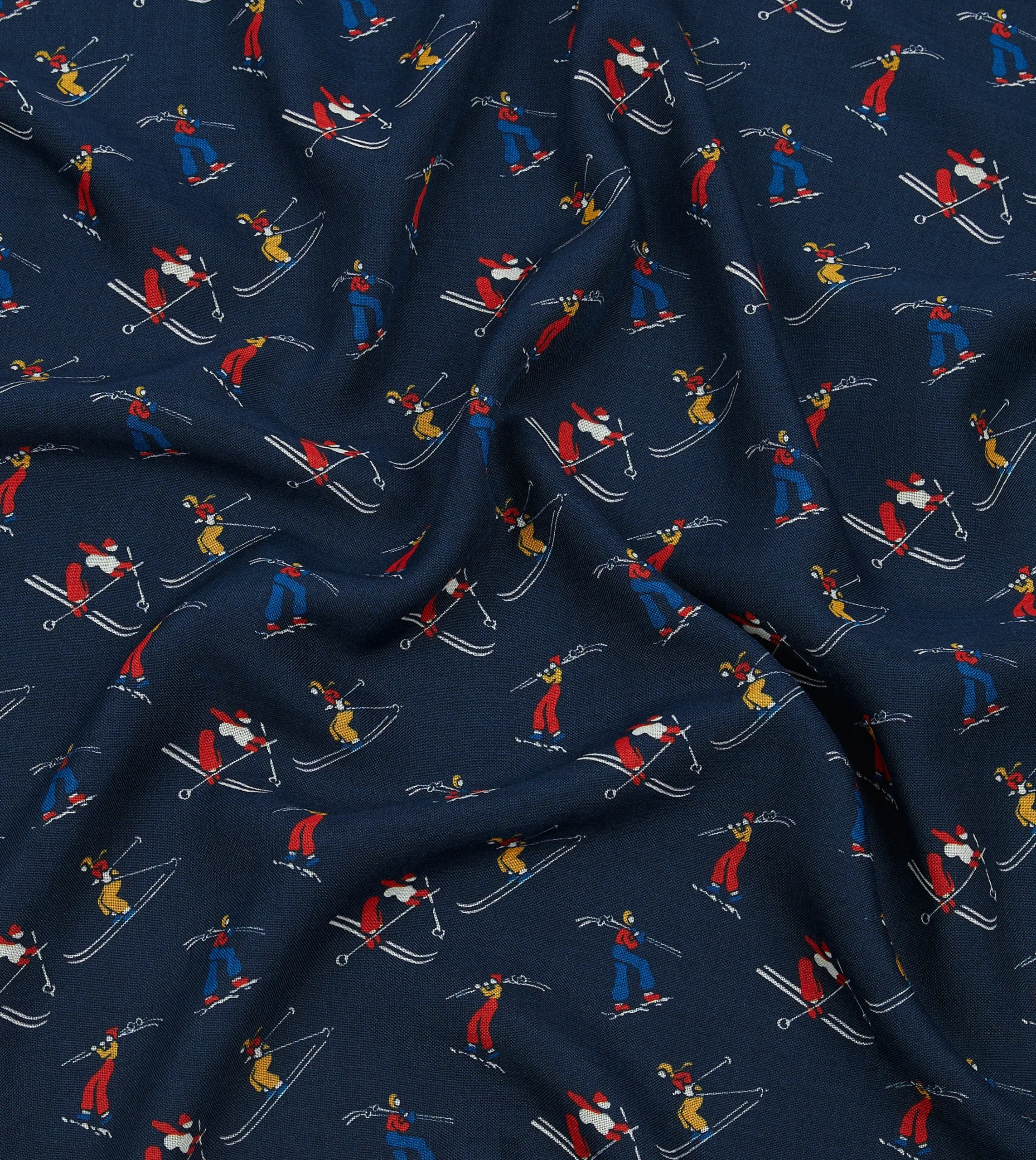 Drake’s Navy Skier Print Wool-Silk Bandana