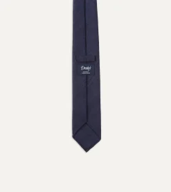 Drake’s Navy Tussah Hand Rolled Silk Tie