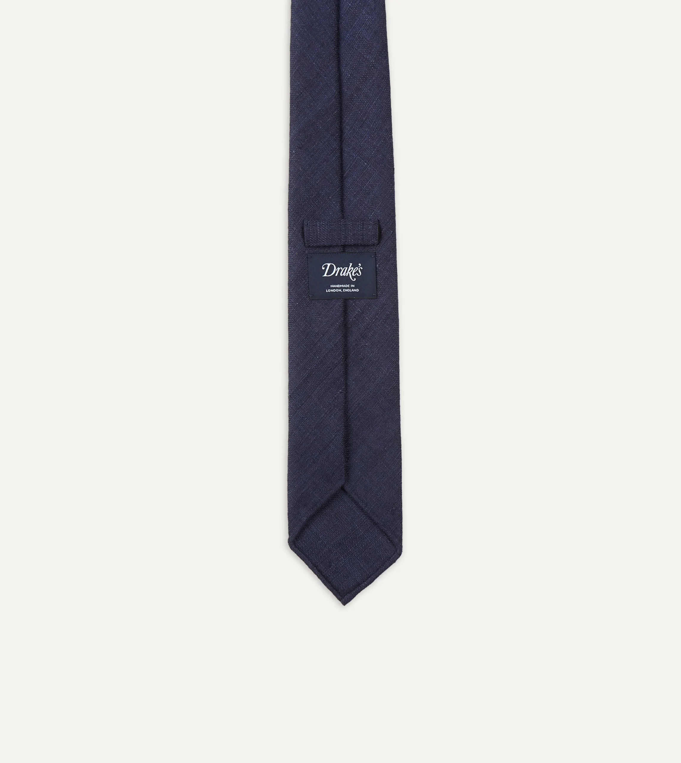 Drake’s Navy Tussah Hand Rolled Silk Tie
