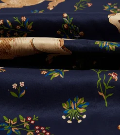 Drake’s Navy Unicorn Print Tubular Silk Tasselled Scarf
