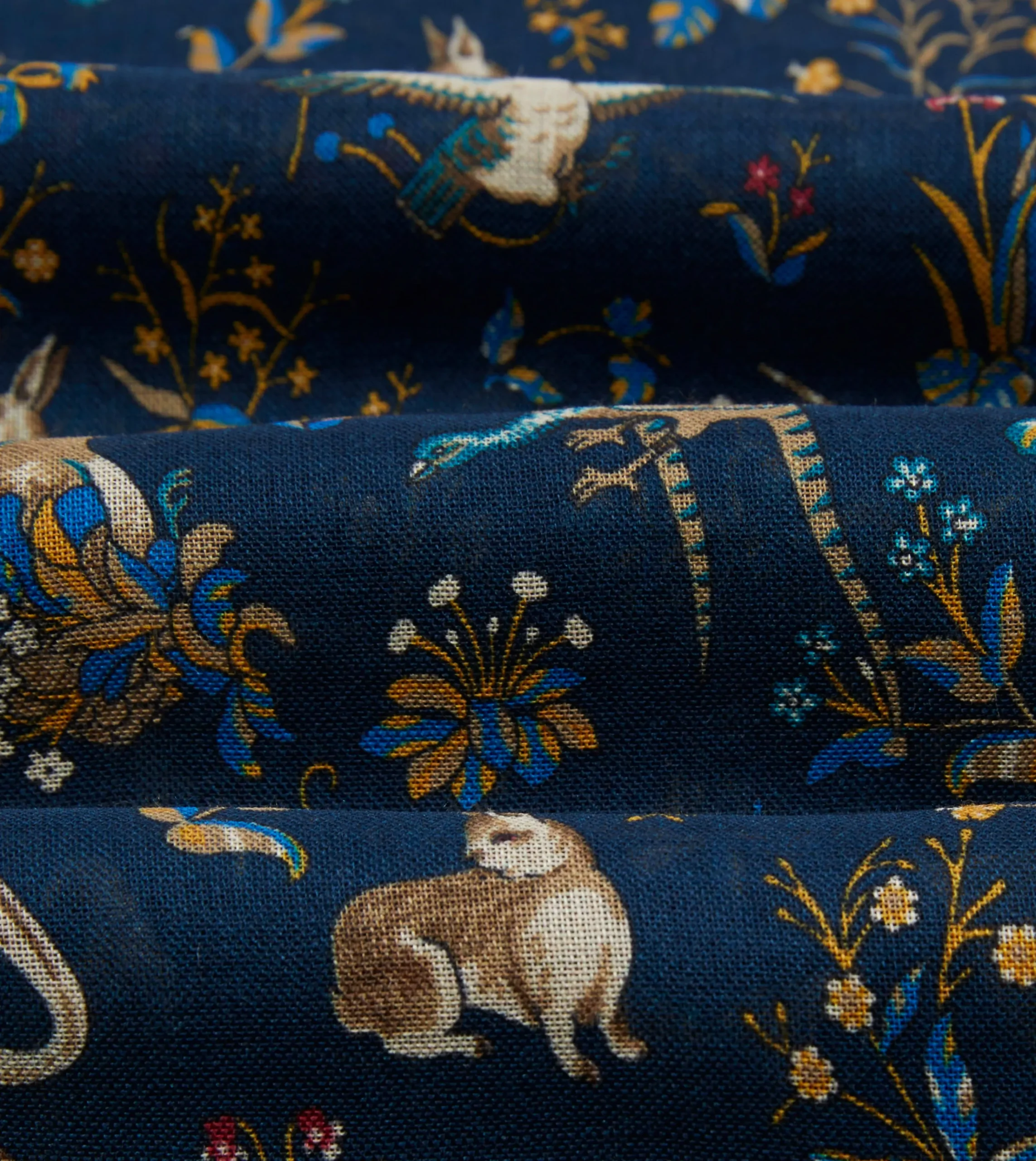 Drake’s Navy Unicorn Print Wool-Silk Scarf