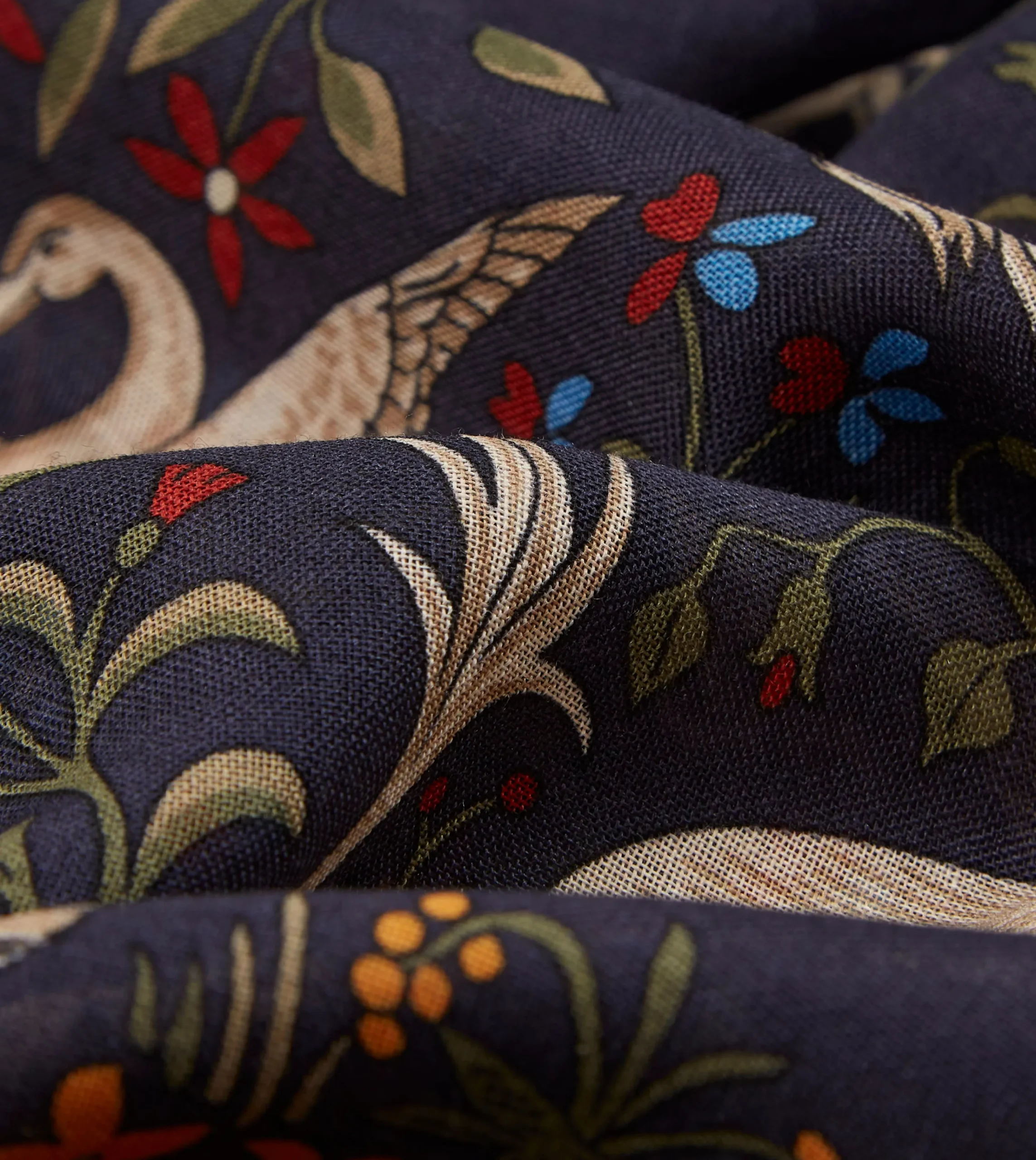 Drake’s Navy Unicorn Print Wool-Silk Square Scarf