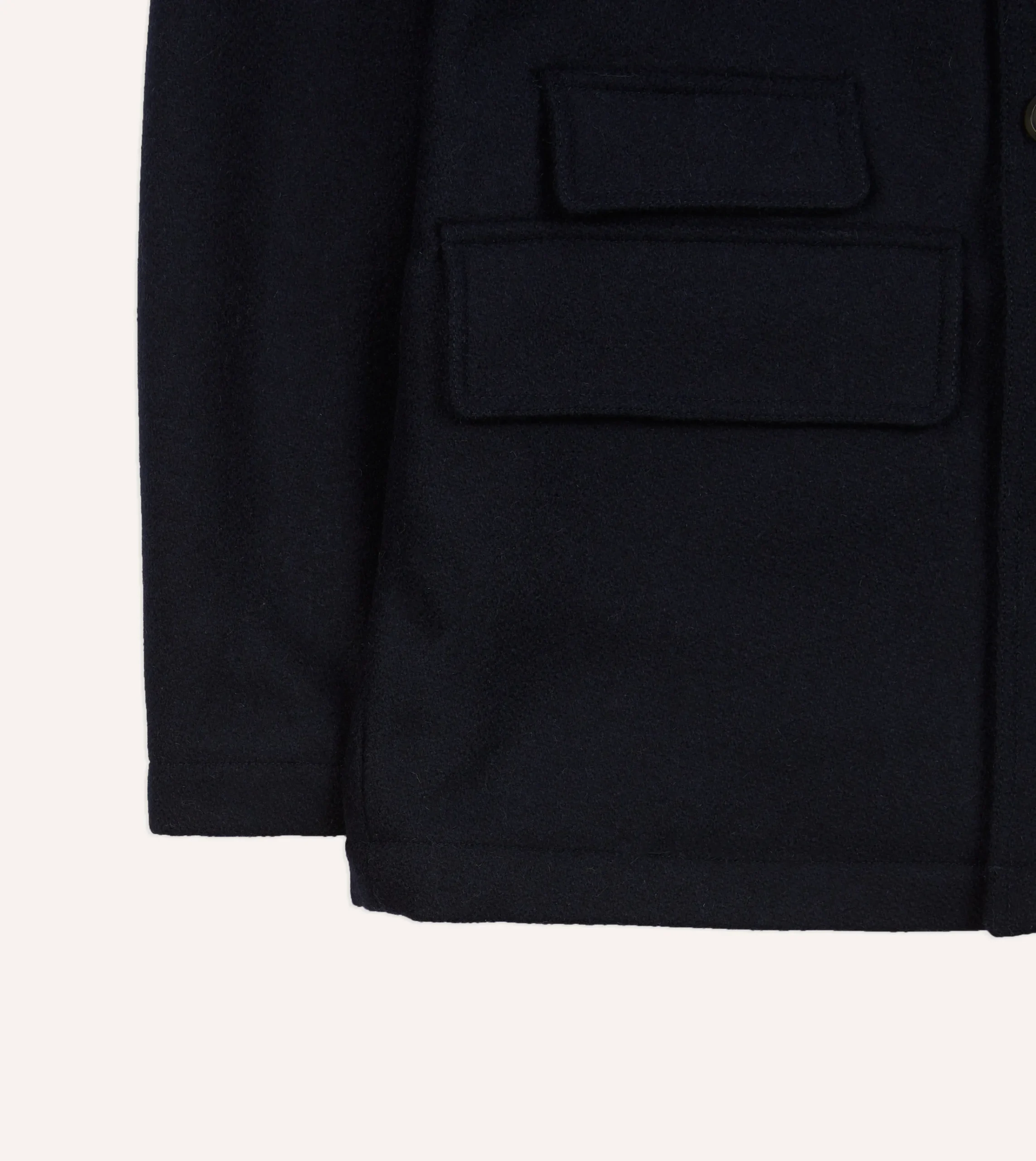 Drake’s Navy Wool And Leather Donkey Chore Jacket