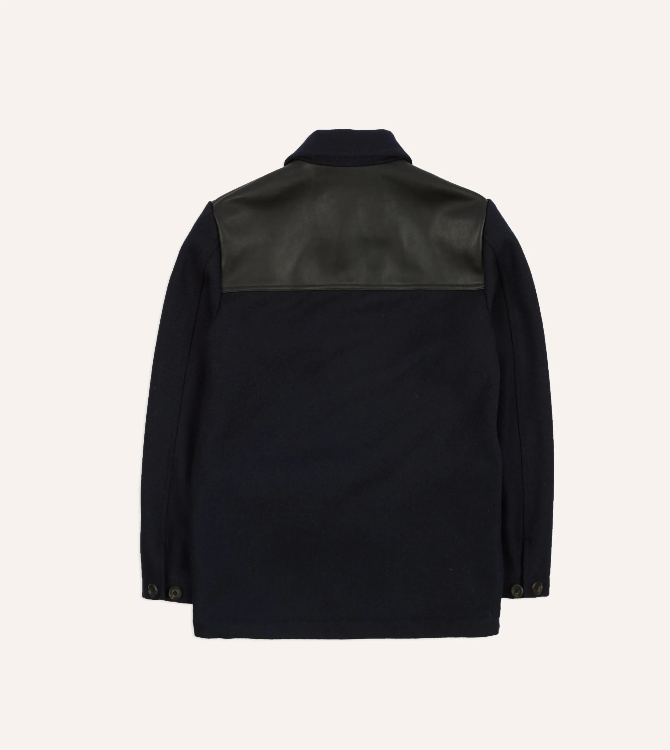 Drake’s Navy Wool And Leather Donkey Chore Jacket