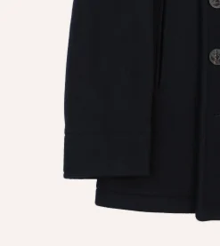 Drake’s Navy Wool Double-Breasted Peacoat