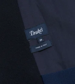 Drake’s Navy Wool Double-Breasted Peacoat