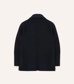 Drake’s Navy Wool Double-Breasted Peacoat