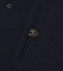 Drake’s Navy Wool Raglan Coat