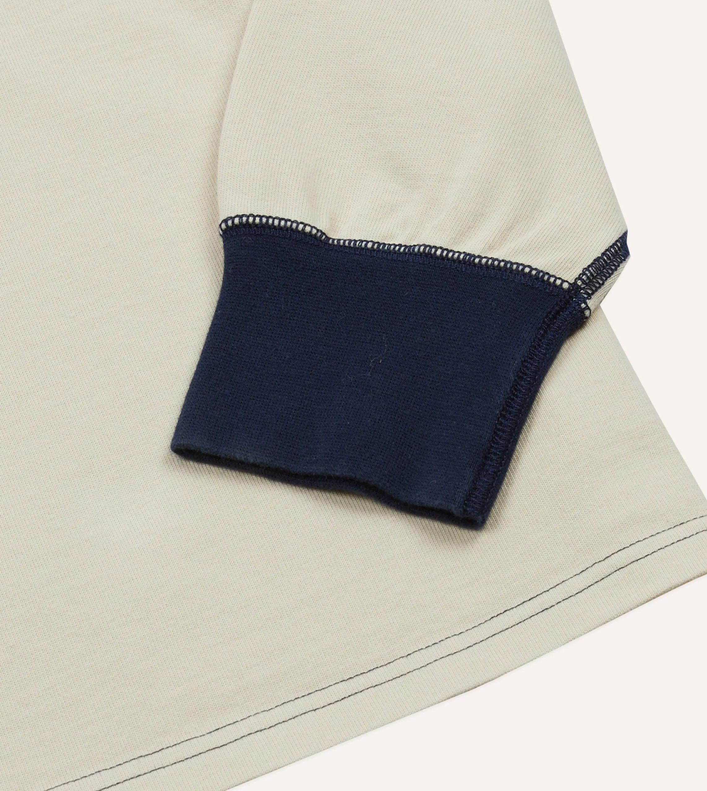 Drake’s Navy, Yellow And Red Block Stripe Cotton Rugby Shirt