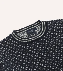 Drake’s Norwegian Birdseye Wool Alpaca Crew Neck Jumper