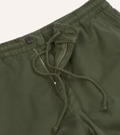 Drake’s Olive Cotton Drawstring Trousers